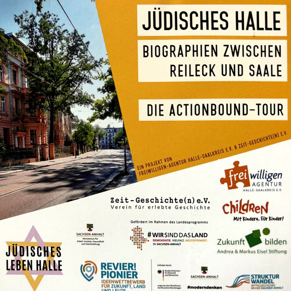 Flyer zur Actionbound Tour Jüdisches Halle, Vorderseite